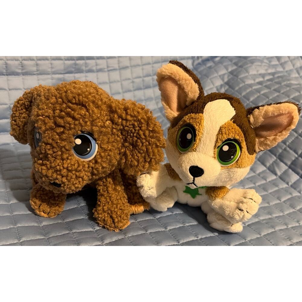 2 Little Tikes "Rescue Tales" Plush Toy Dogs Corgi + Poodle Puppies 16cm (I)